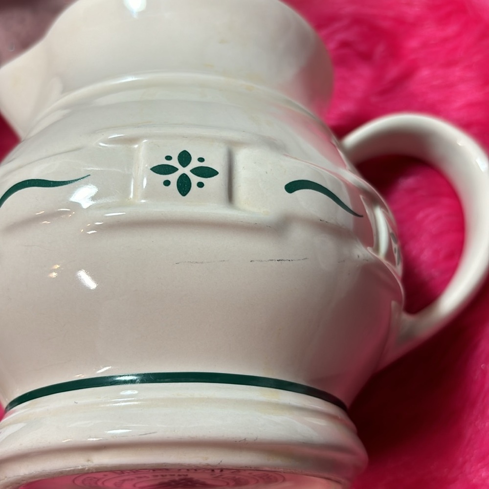 Longaberger Pottery Woven Traditions Heritage Green Small 1 QT Juice Pitcher - Picture 10 of 11